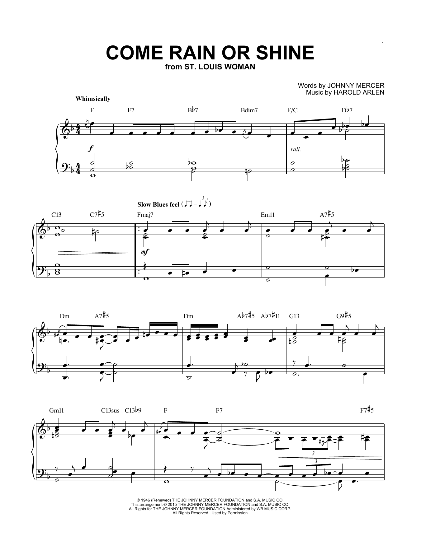 Produktbild zu: Come Rain Or Come Shine [Jazz version] (arr. Brent Edstrom)