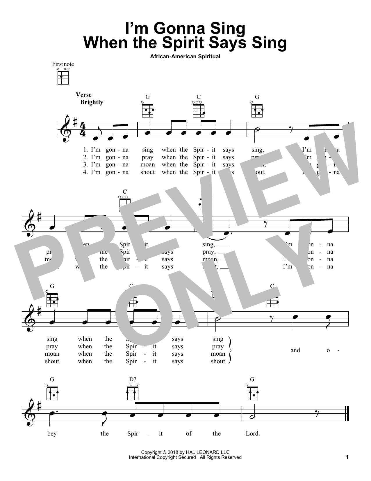Product gallery: Page 1 of 1 I'm Gonna Sing When The Spirit Says Sing, African-American Spiritual