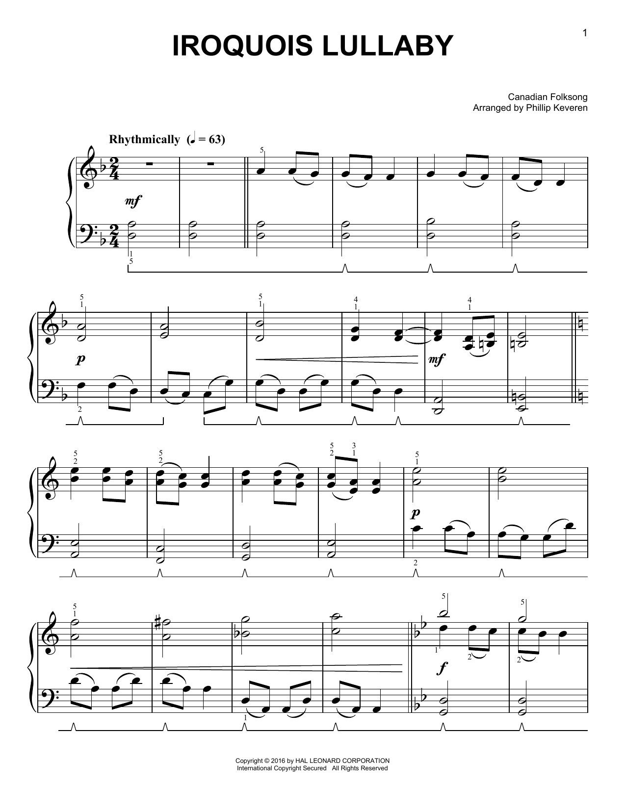 Produktgalerie: Seite 1 von 1 Iroquois Lullaby, Canadian Folksong, Klavier