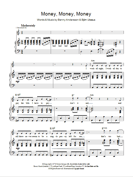Produktgalerie: Seite 1 von 1 Money, Money, Money, ABBA, Gesang, Gitarre, Klavier