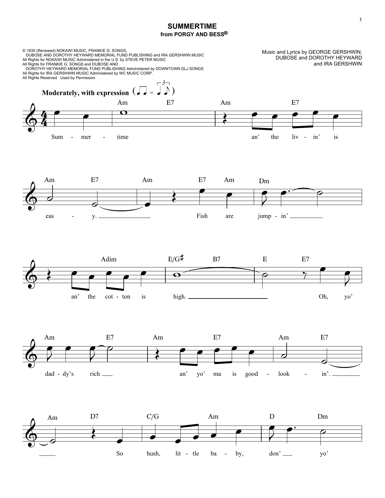 Product gallery: Page 1 of 1 Summertime, George Gershwin