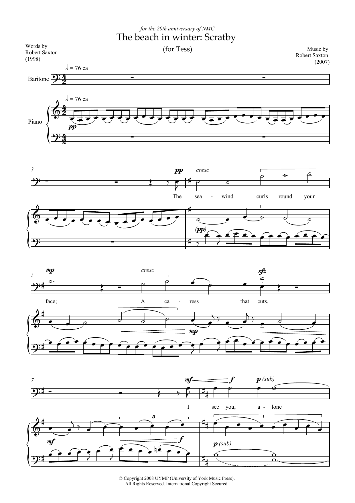 Product picture to: The beach in winter: Scratby (for baritone and piano)