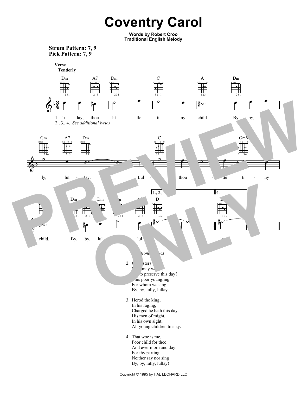 Product gallery: Page 1 of 1 Coventry Carol, Traditional English Melody