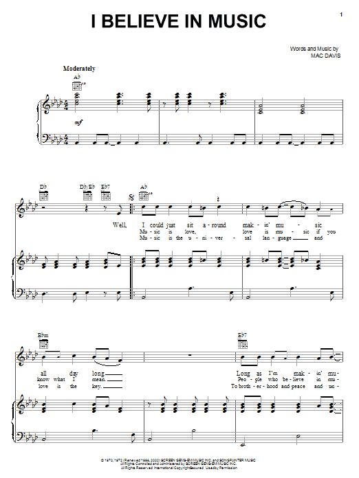 Produktgalerie: Seite 1 von 1 I Believe In Music, Mac Davis, Gesang, Gitarre, Klavier