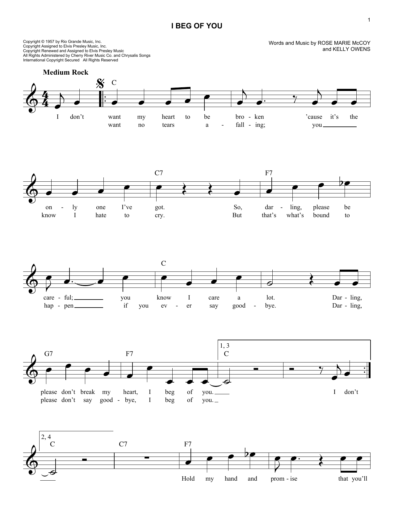 Produktgalerie: Seite 1 von 1 I Beg Of You, Elvis Presley