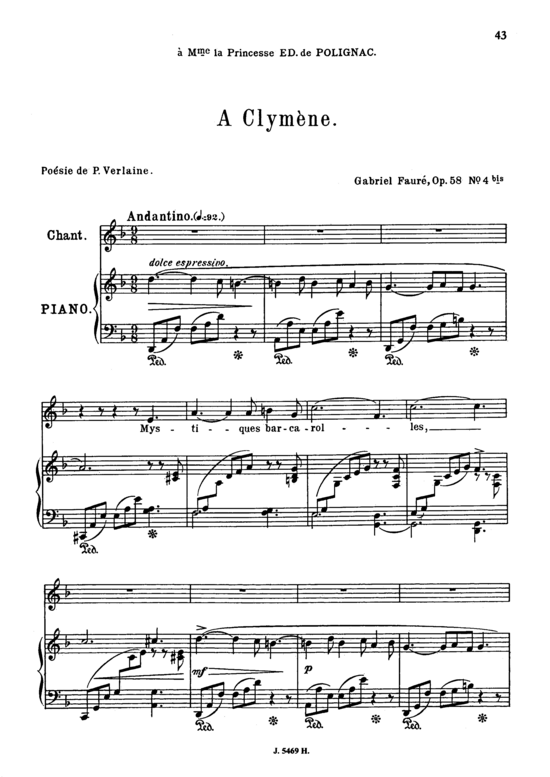 Product picture to: A Clymène Op.58 No.4Gabriel Fauré