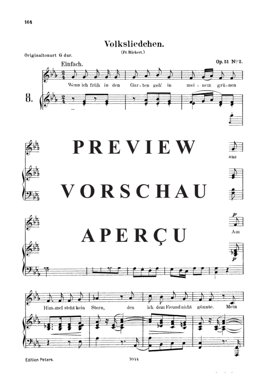 Product gallery: Page 2 of 3 Volksliedchen Op.51 No.2, , Low Voice and Piano