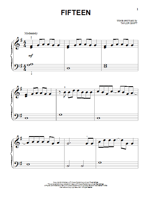 Produktgalerie: Seite 1 von 1 Fifteen, Taylor Swift, Klavier