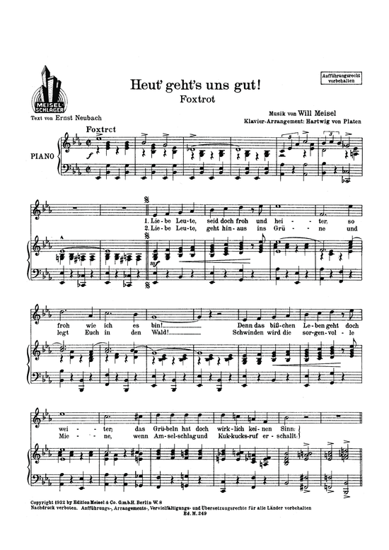 Produktbild zu: Heut gehts uns gut!Foxtrott