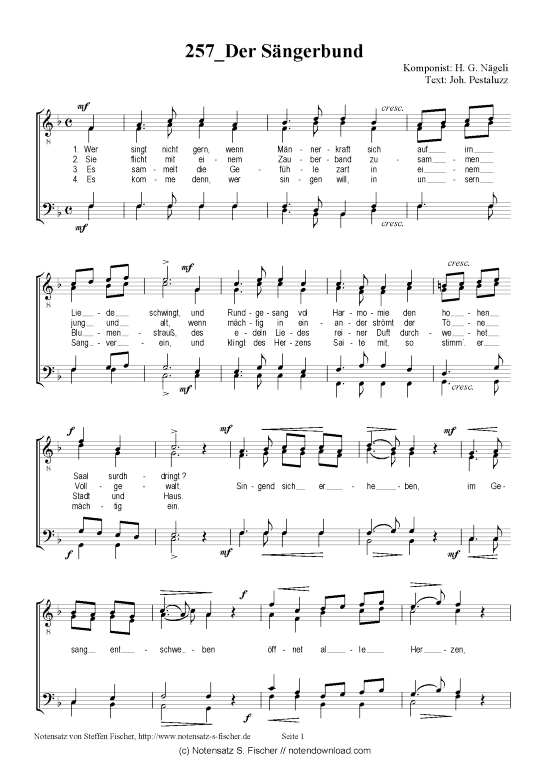 Product picture to: Der Sängerbund  H. G. Nägeli / Joh. Pestaluzz 