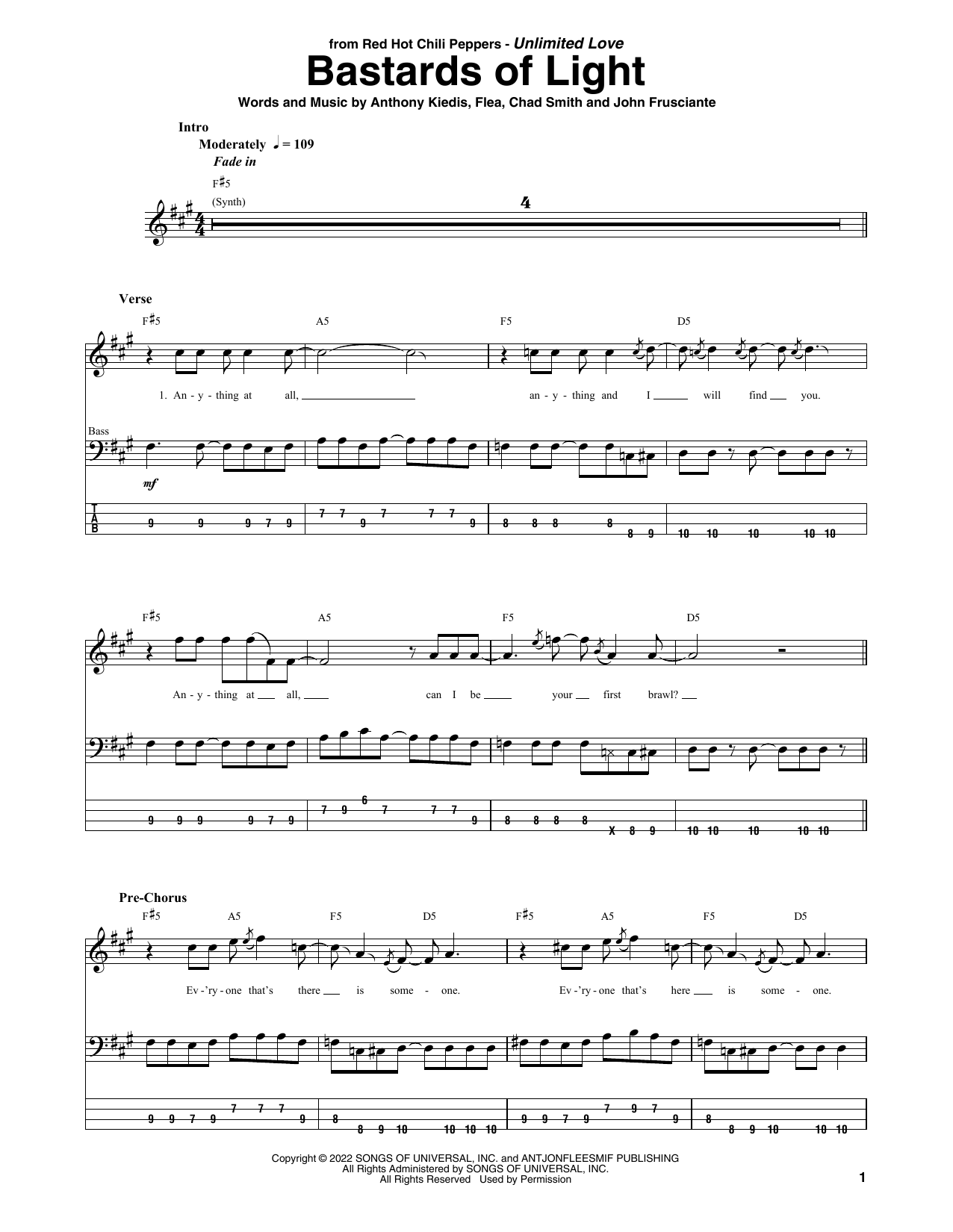 Produktgalerie: Seite 1 von 1 Bastards Of Light, Red Hot Chili Peppers, E-Bass