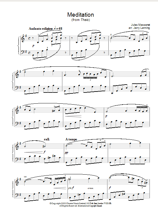 Product gallery: Page 1 of 1 Meditation (from Thais) (abridged version), Jules Massenet