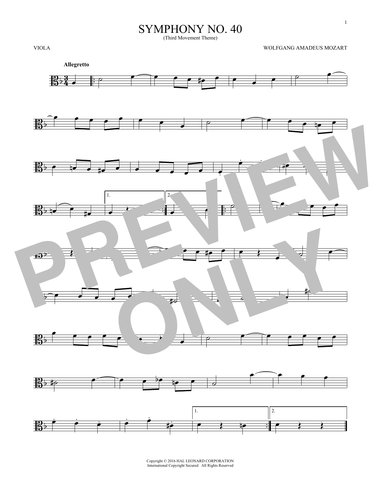 Product gallery: Page 1 of 1 Symphony No. 40 In G Minor, Third Movement ("Minuet"), Wolfgang Amadeus Mozart