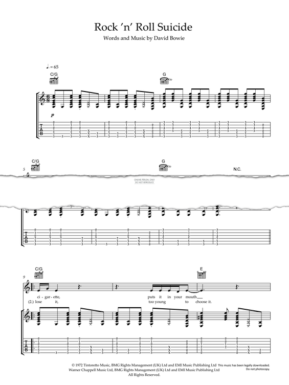 Produktgalerie: Seite 1 von 1 Rock 'N' Roll Suicide, David Bowie, Gesang, Gitarre