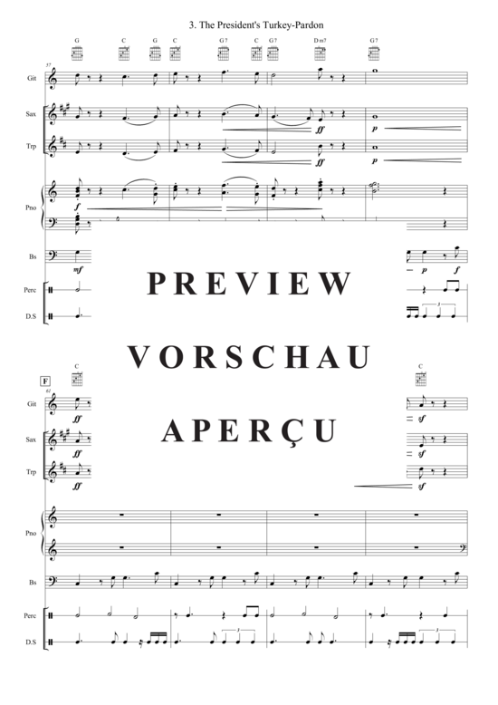 Produktgalerie: Seite 8 von 21 The President´s Turkey-Pardon , , (Combo Band + Trompete in B, Alt Saxophon)