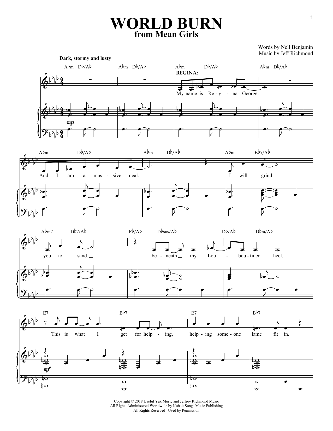Produktbild zu: World Burn (Solo Version) (from Mean Girls: The Broadway Musical)