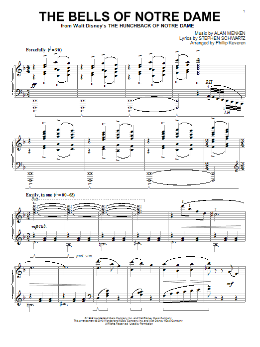 Product gallery: Page 1 of 1 The Bells Of Notre Dame [Classical version] (arr. Phillip Keveren), Alan Menken