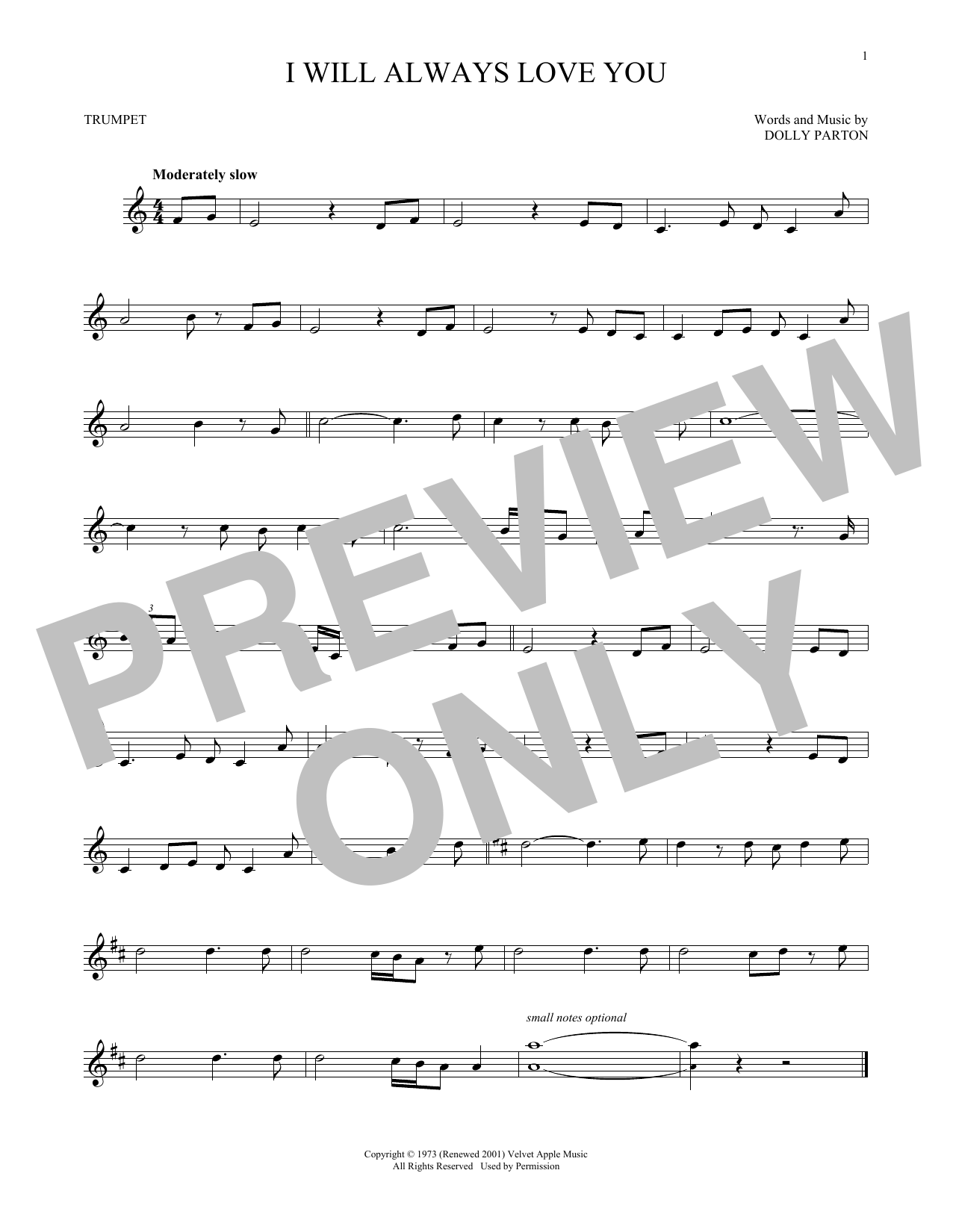 Produktgalerie: Seite 1 von 1 I Will Always Love You, Whitney Houston, Trompete