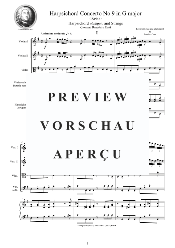 Produktgalerie: Seite 2 von 11 Cembalo Konzert Nr. 9 in G-Dur, , Cembalo und Streichorchester