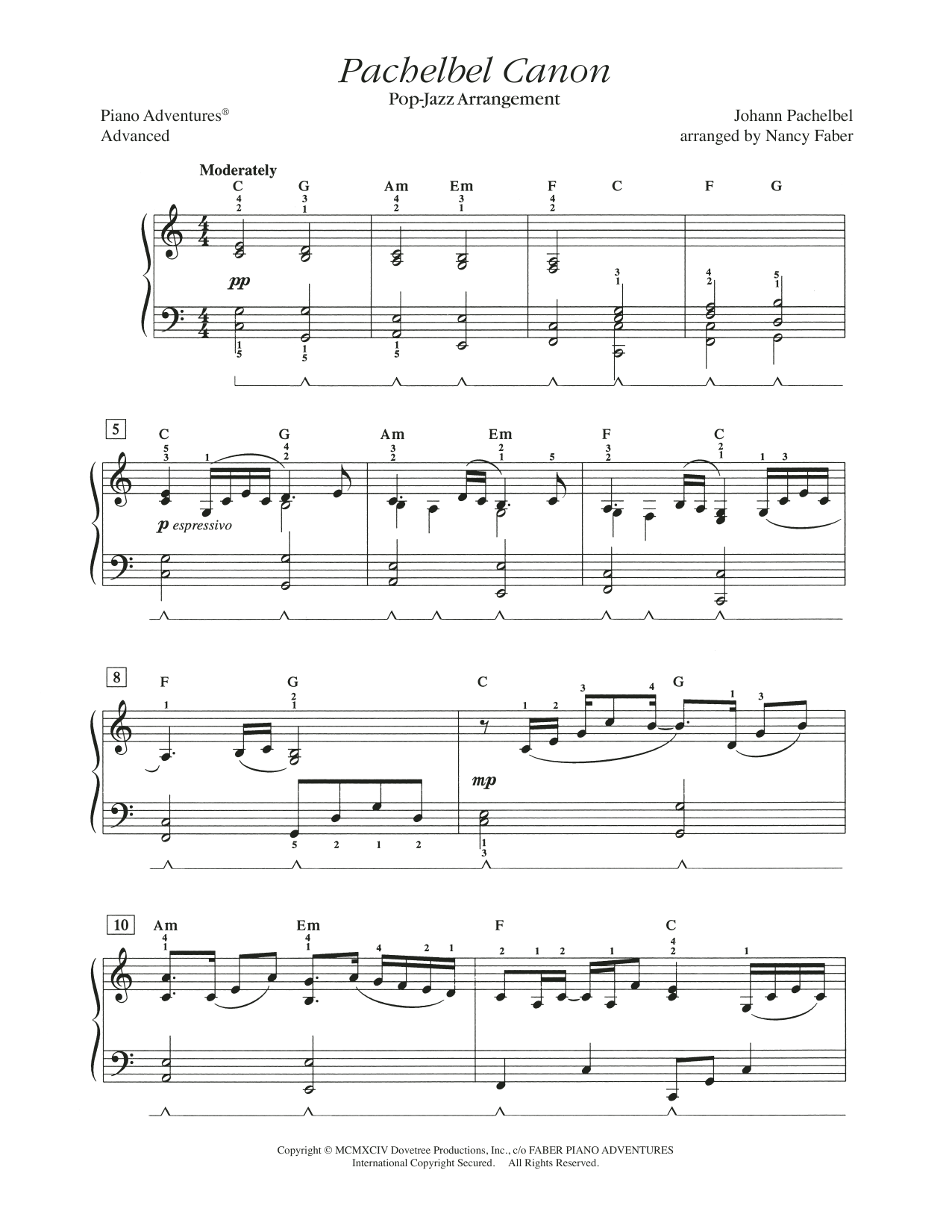 Product gallery: Page 1 of 1 Pachelbel Canon (Pop-Jazz Arrangement), Nancy Faber