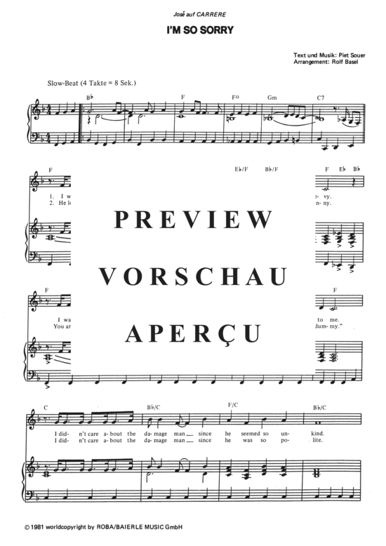 Produktgalerie: Seite 4 von 4 I'm So Sorry , Jose, Klavier und Gesang