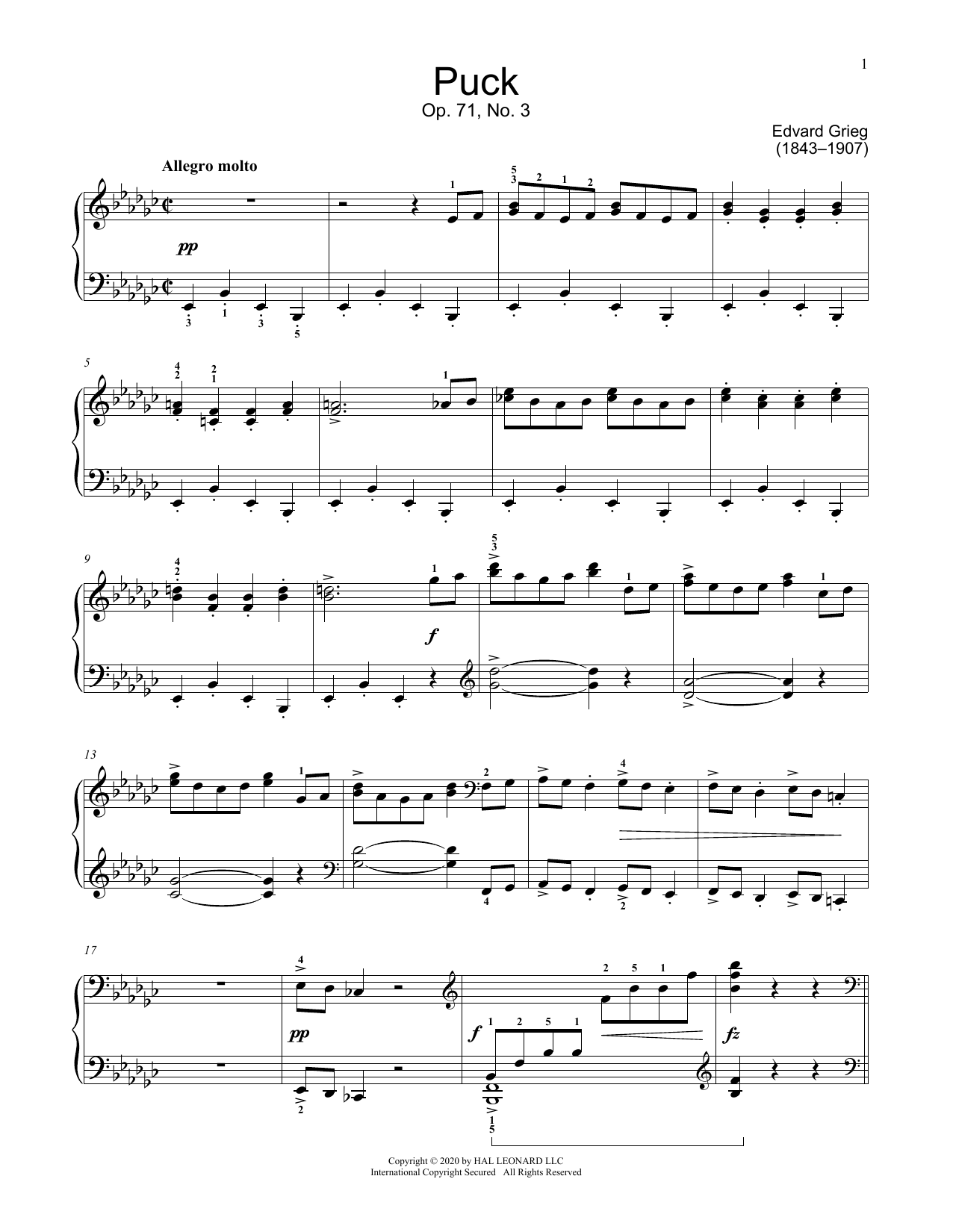 Product picture to: Puck, Op. 71, No. 3