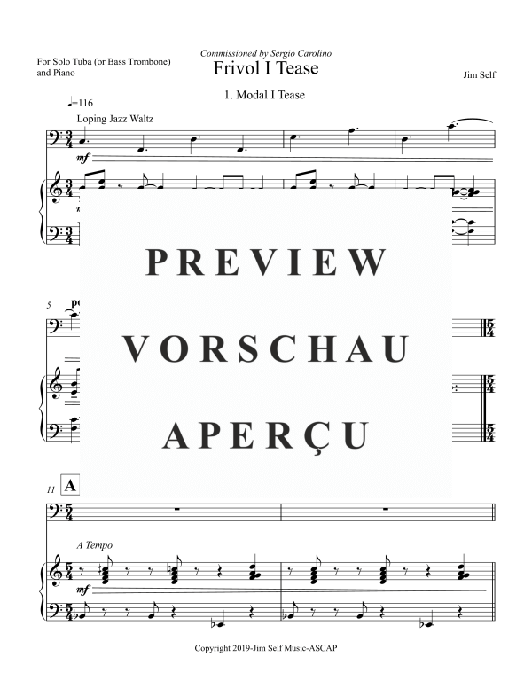 Product gallery: Page 5 of 11 Frivol I Tease, , (tuba or bass trombone and piano)