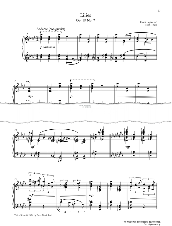 Produktgalerie: Seite 1 von 1 Lilies, Op. 19 No. 7, Dora Pejacevic, Klavier