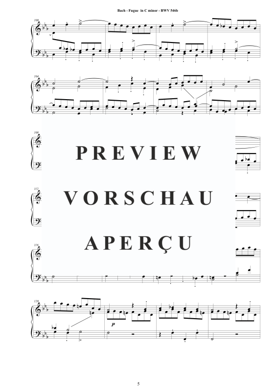 Produktgalerie: Seite 6 von 8 Fuge in C-Moll BWV 546b, , Klavier Solo