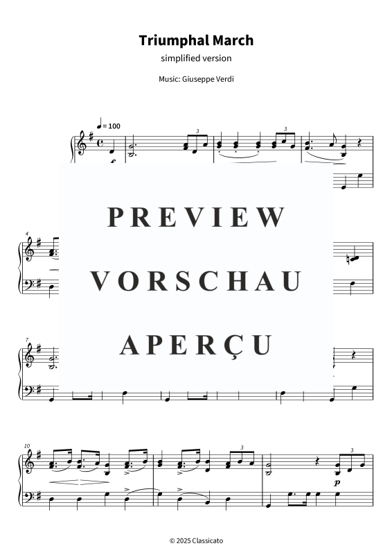 gallery: Triumphal March - simplified version, , (Klavier Solo)