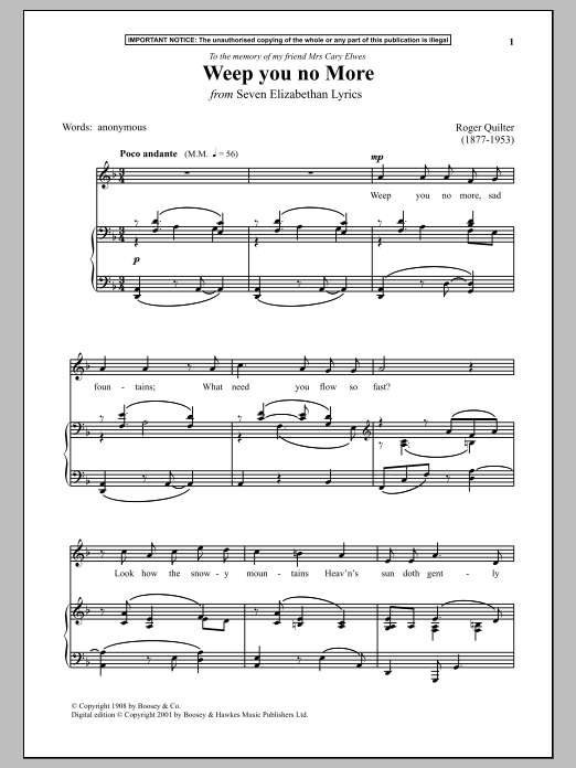 Produktbild zu: Weep You No More (from Seven Elizabethan Lyrics)