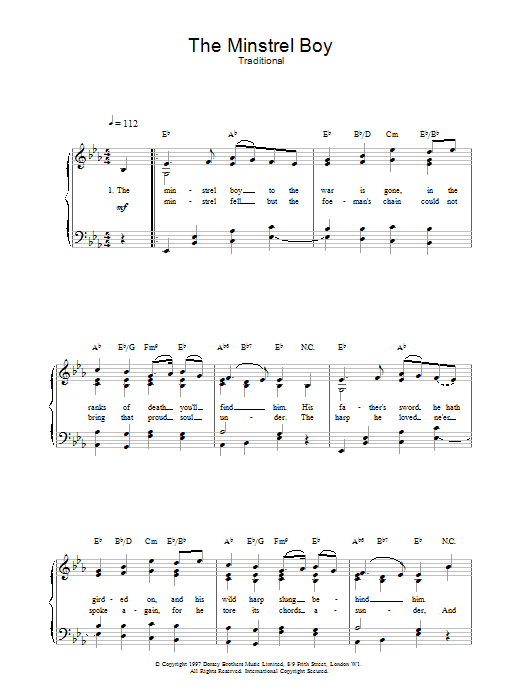 Produktgalerie: Seite 1 von 1 The Minstrel Boy, Traditional, Gesang, Gitarre, Klavier