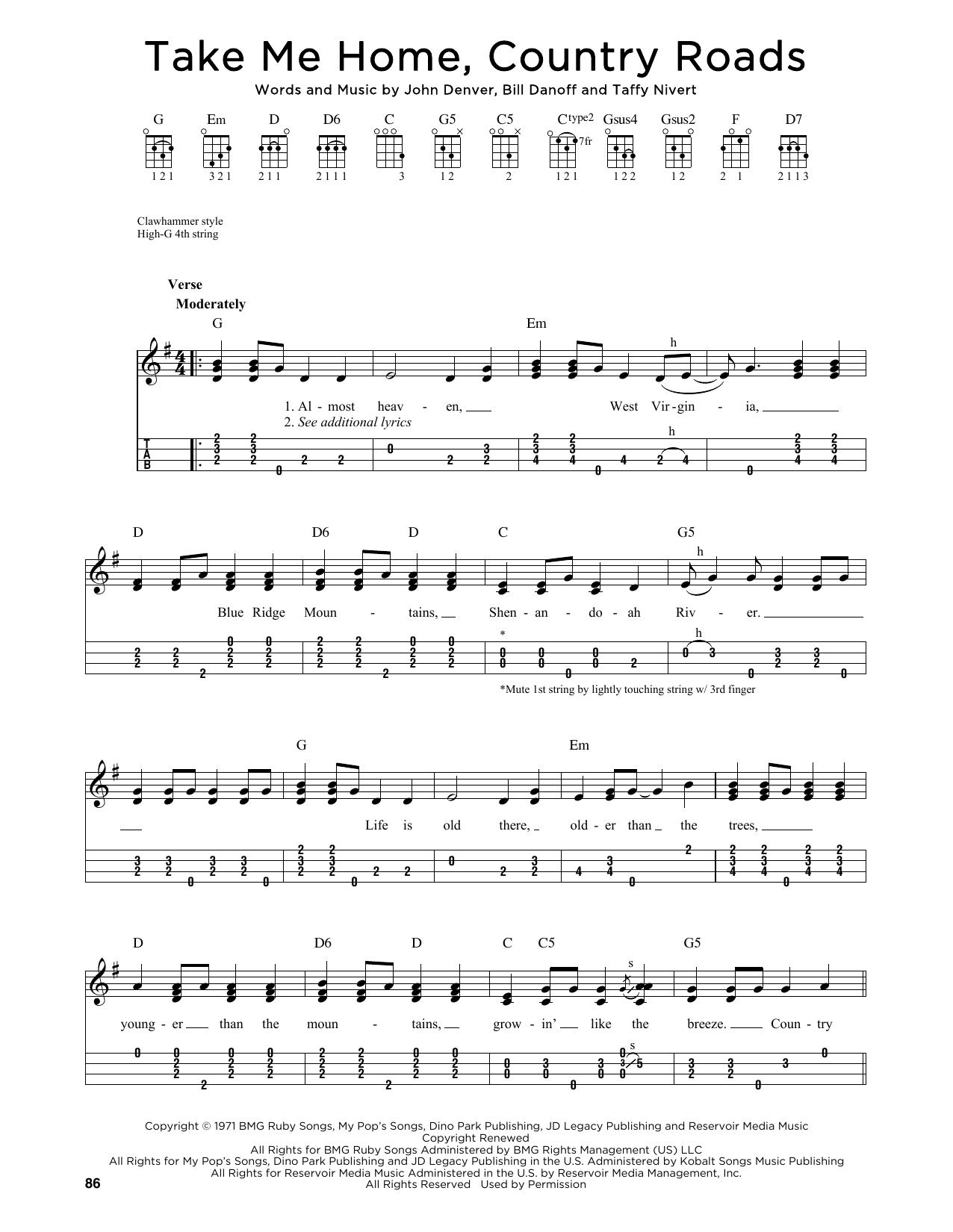Product gallery: Page 1 of 1 Take Me Home, Country Roads (arr. Jim Schustedt), John Denver