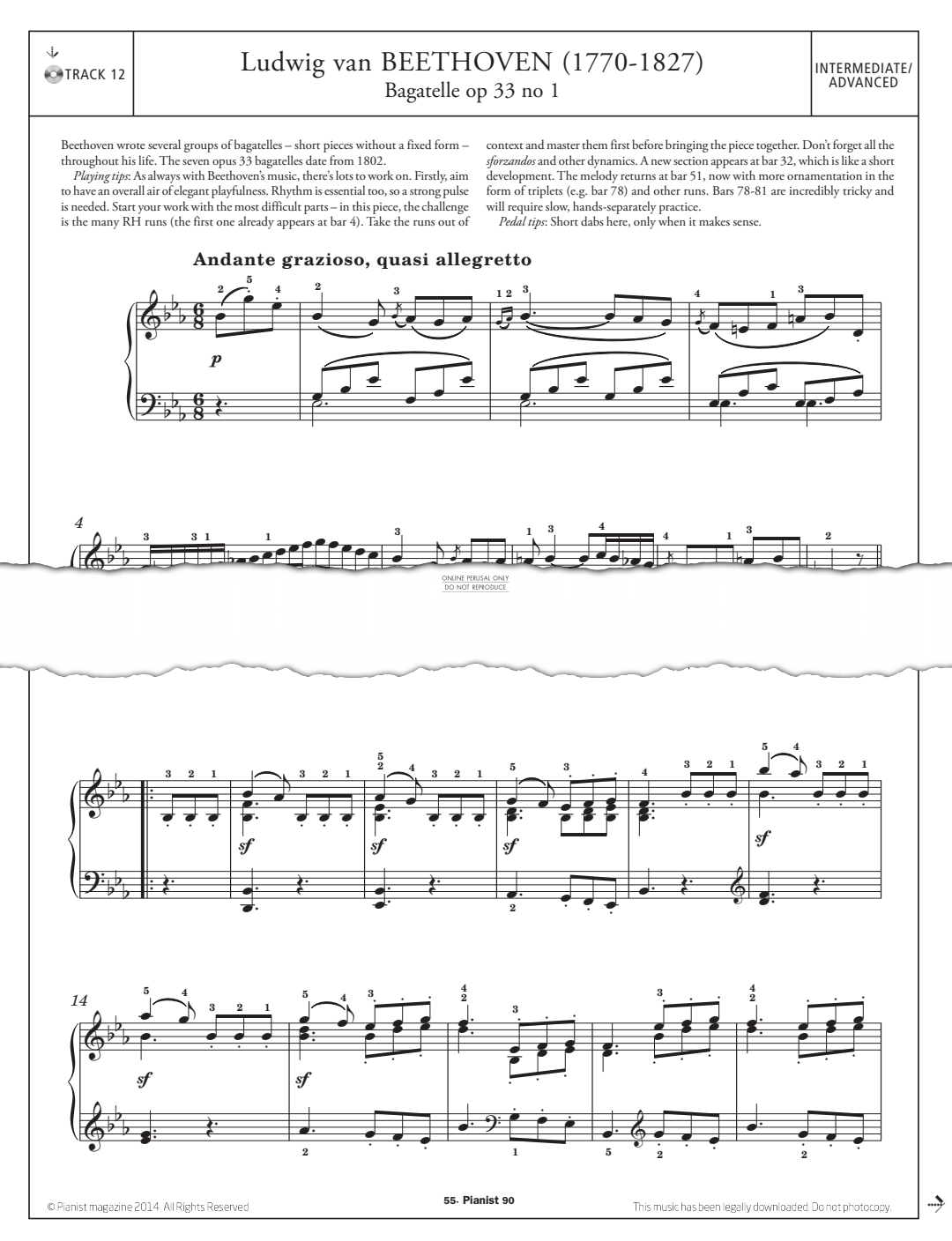 Product gallery: Page 1 of 1 Bagatelle Op.33 No.1, Ludwig van Beethoven