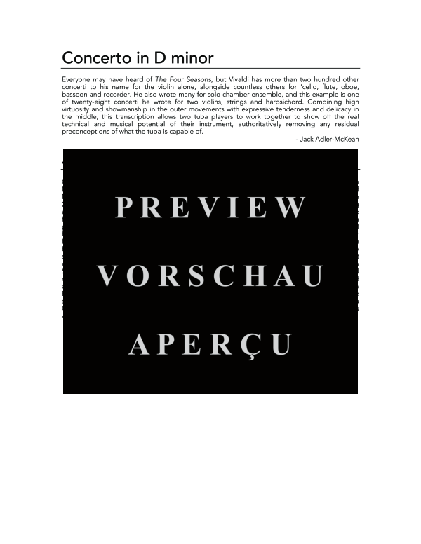 Produktgalerie: Seite 4 von 11 Concerto in D Minor, , (Trio 2x Tuba und Klavier)