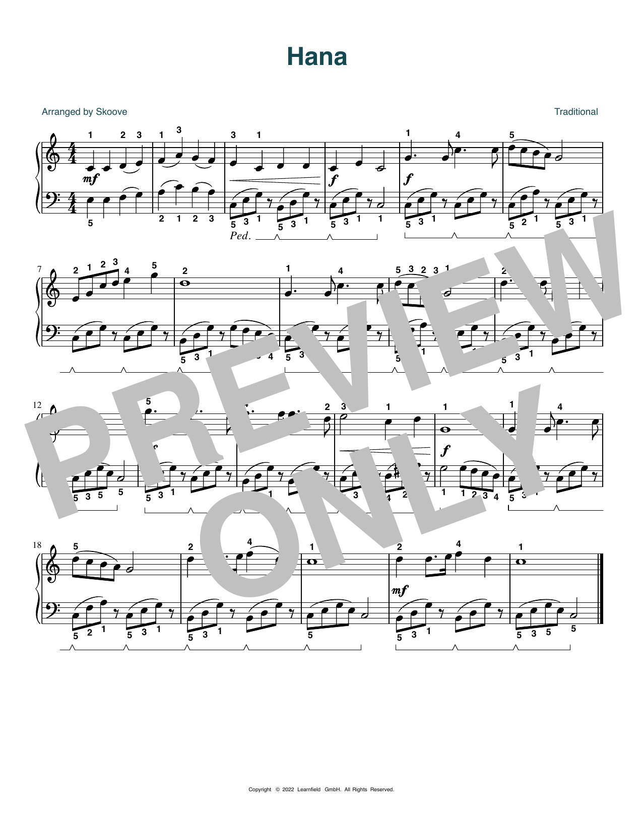 Produktbild zu: Hana (arr. Skoove)