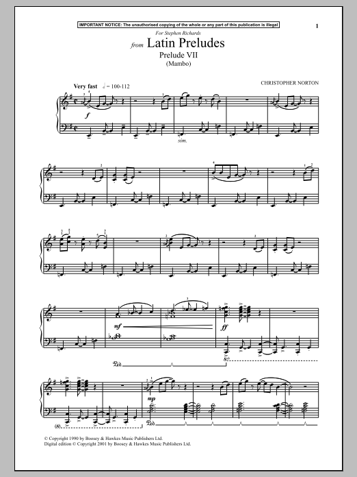 Product gallery: Page 1 of 1 Latin Preludes, Prelude VII (Mambo), Christopher Norton