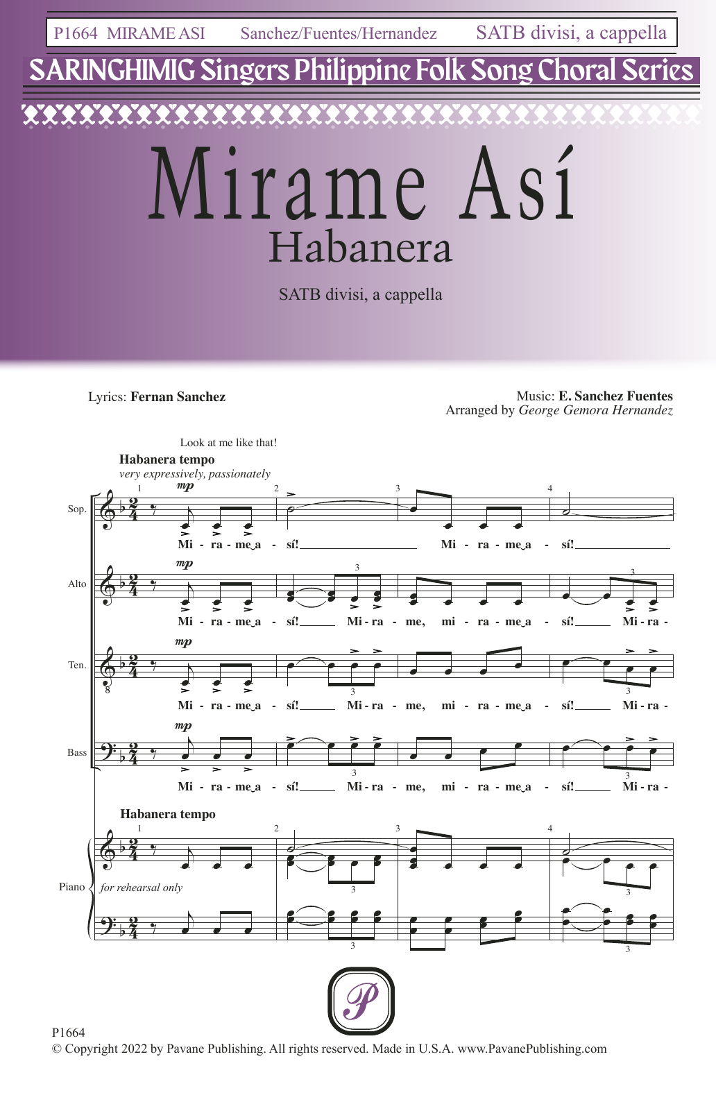 Product picture to: Mirame Así (Habanera) (arr. George Gemora Hernandez)