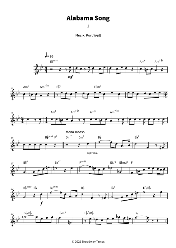 gallery: Alabama Song, , (Querflöte Solo & Akkorde - Leadsheet)