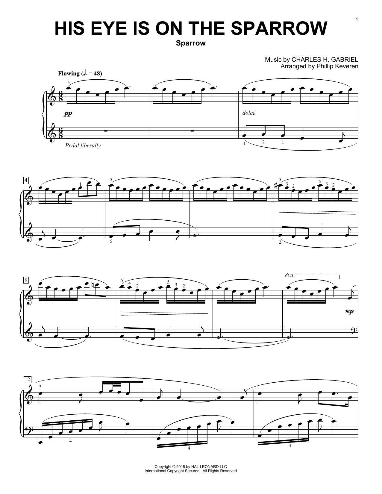 Produktbild zu: His Eye Is On The Sparrow [Classical version] (arr. Phillip Keveren)