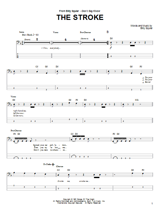 Produktgalerie: Seite 1 von 1 The Stroke, Billy Squier, E-Bass