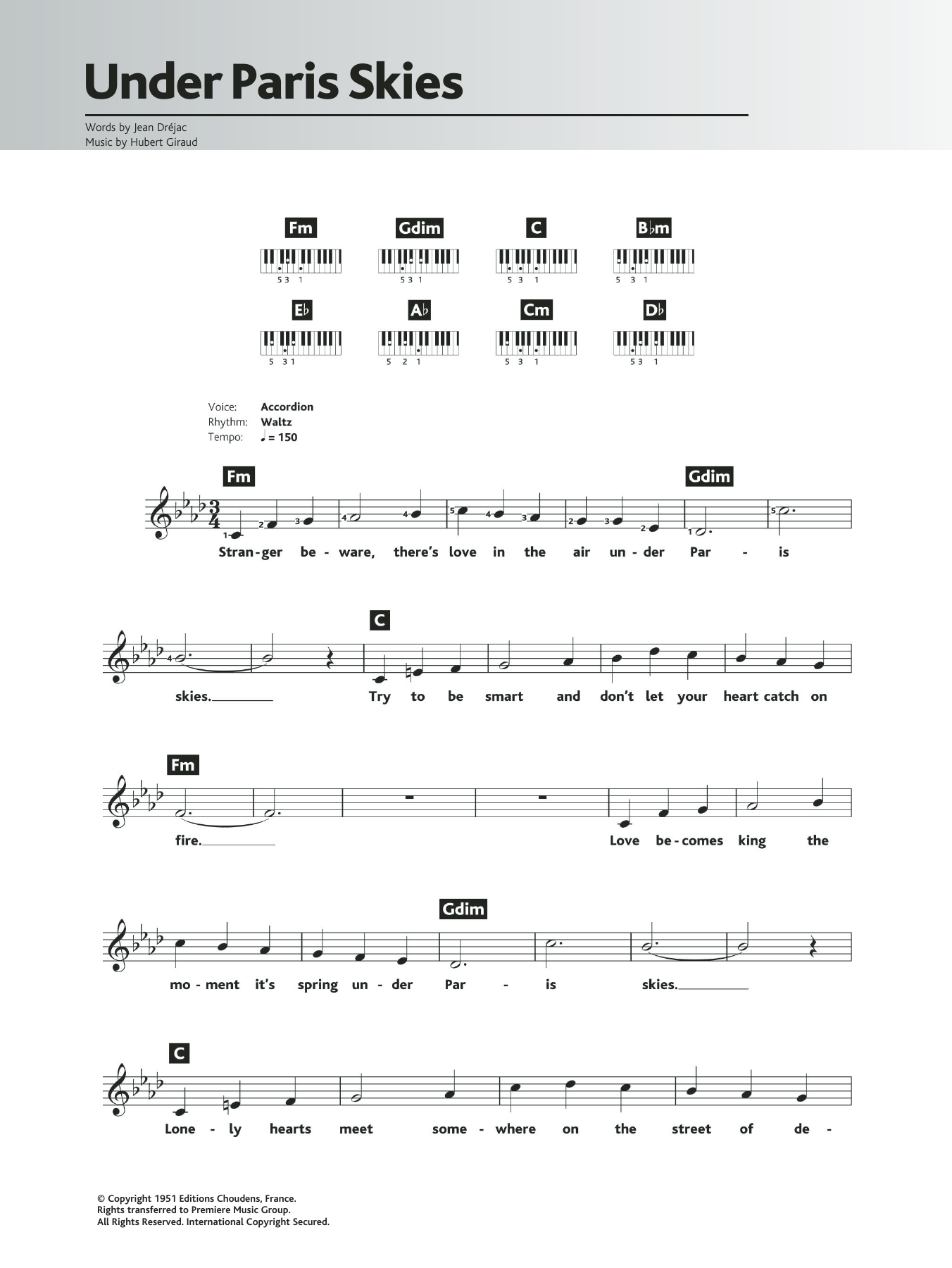 Produktgalerie: Seite 1 von 1 Under Paris Skies (Sous Le Ciel De Paris), Andy Williams, Klavier