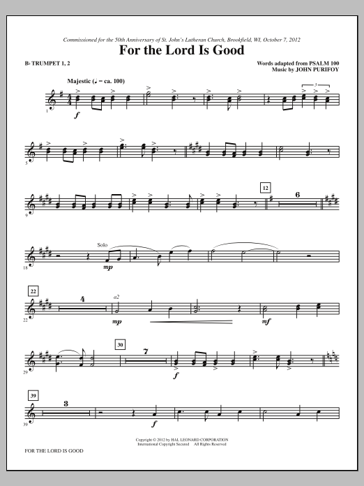 Produktbild zu: For The Lord Is Good - Bb Trumpet 1,2