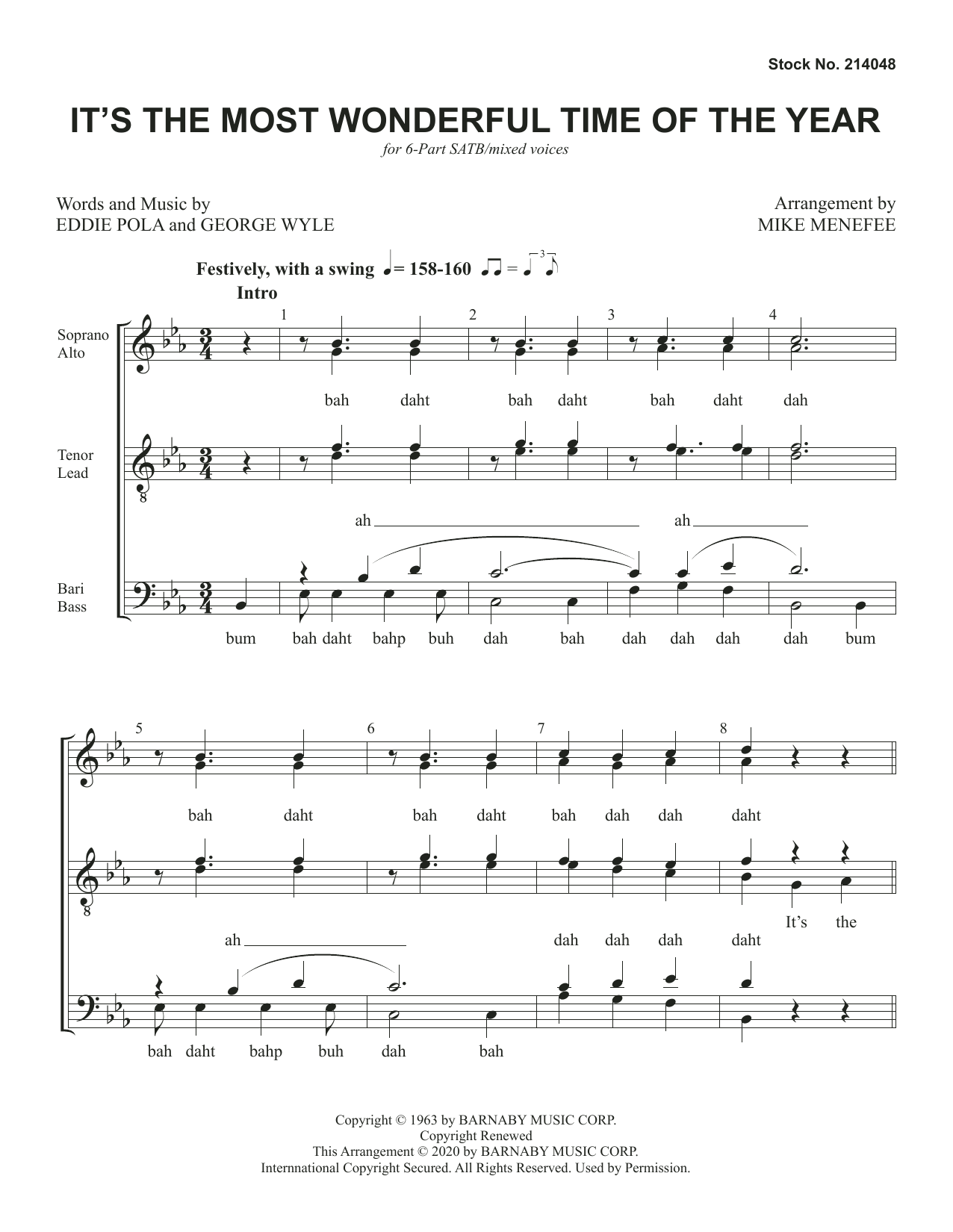 Produktgalerie: Seite 1 von 1 It's The Most Wonderful Time Of The Year (arr. Mike Menefee), Eddie Pola & George Wyle, Chor