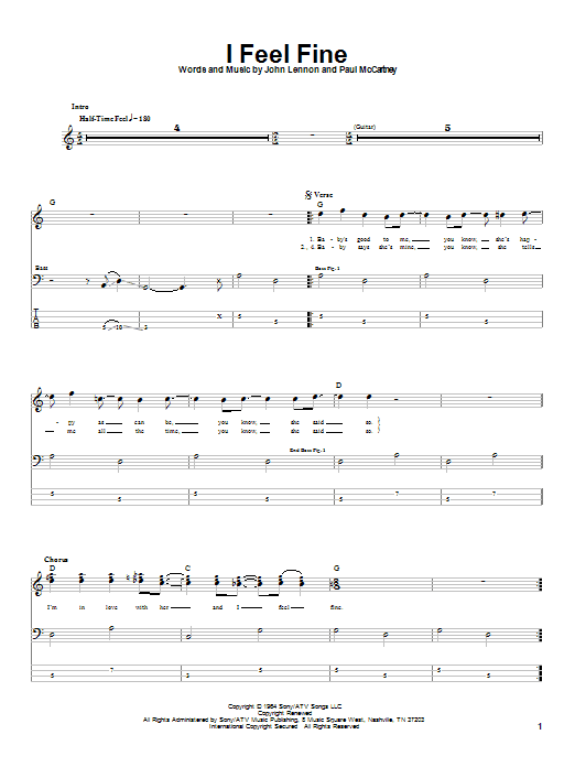 Produktgalerie: Seite 1 von 1 I Feel Fine, The Beatles, E-Bass
