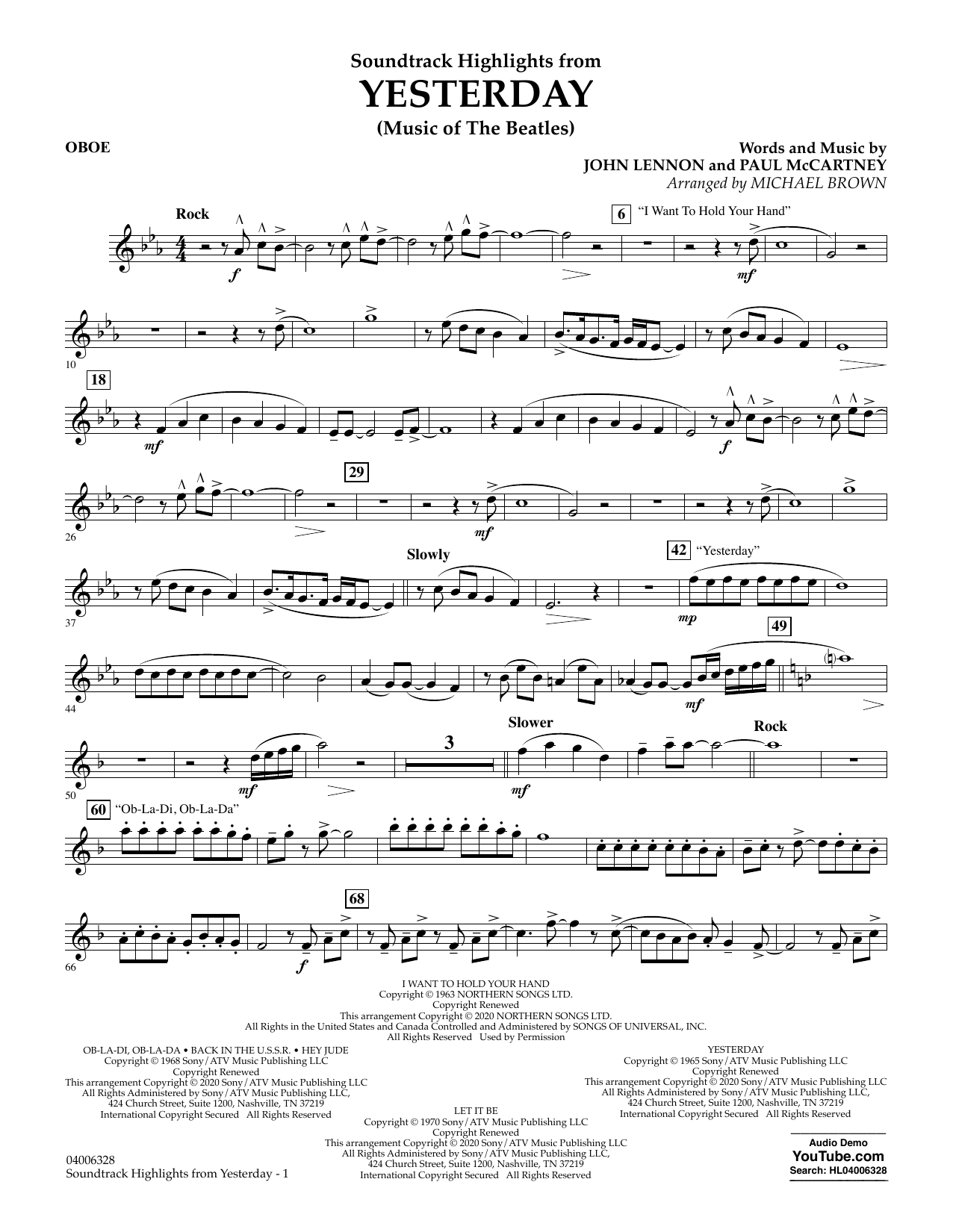 Produktgalerie: Seite 1 von 1 Highlights from Yesterday (Music Of The Beatles) (arr. Michael Brown) - Oboe, The Beatles, Ensemble