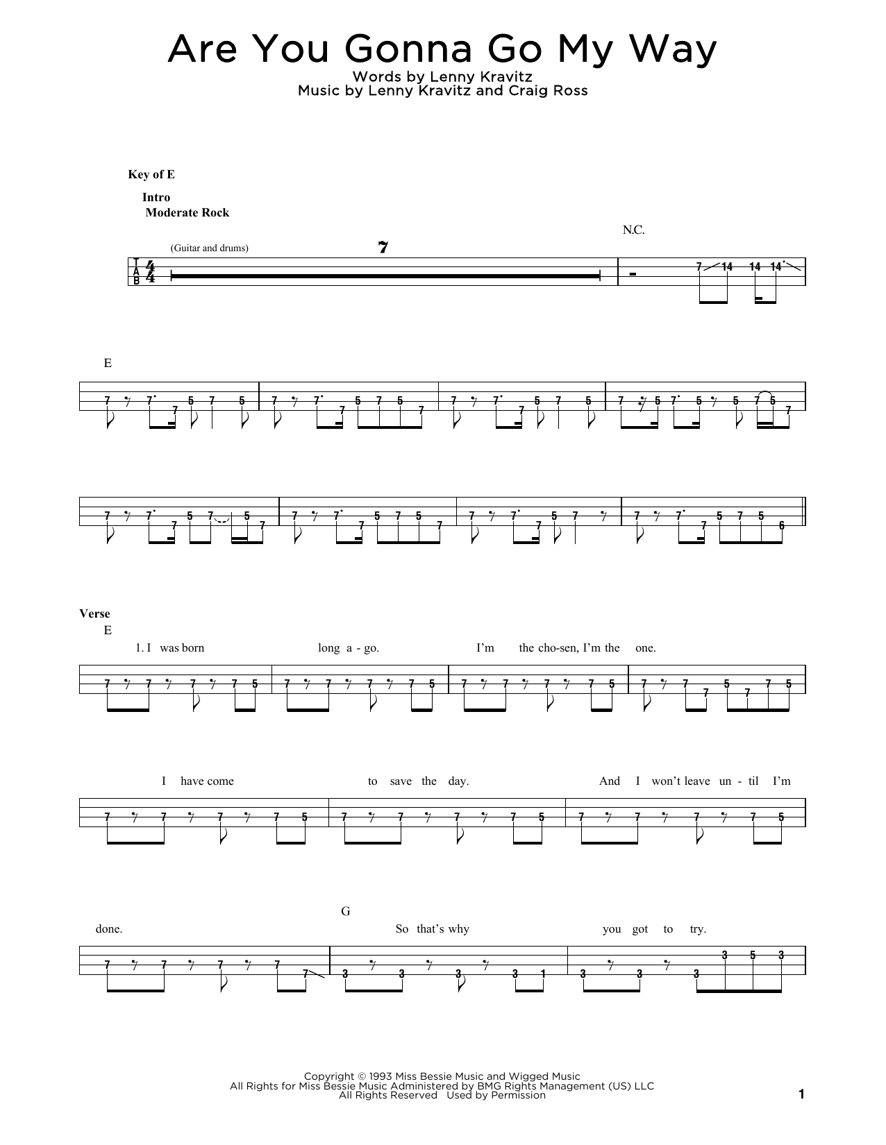 Produktgalerie: Seite 1 von 1 Are You Gonna Go My Way, Lenny Kravitz, E-Bass, Gitarre