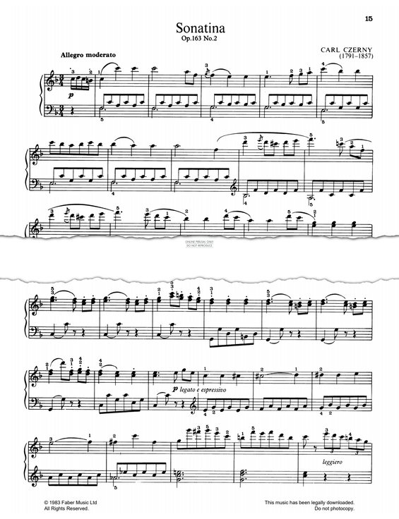 Produktgalerie: Seite 1 von 1 Sonatina Op.163, No.2, Carl Czerny, Klavier