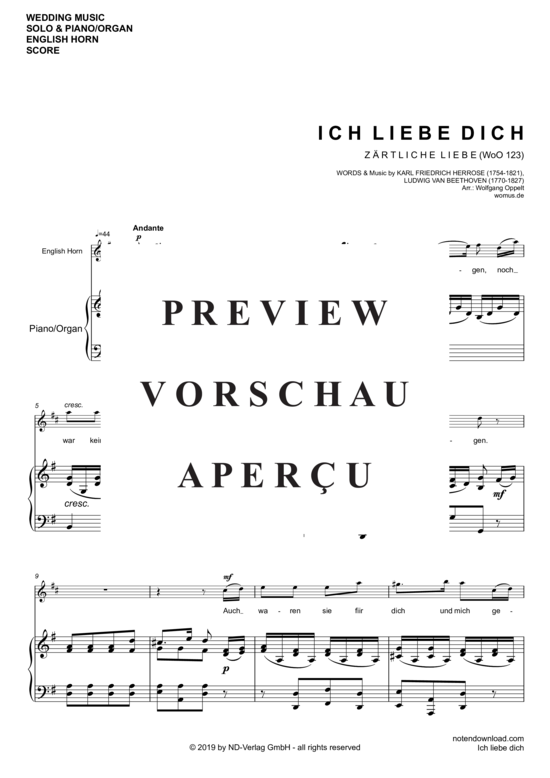 gallery: Ich liebe dich , , (Englischhorn + Klavier/Orgel)