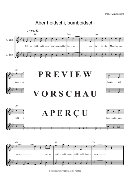 gallery: Aber heidschi bum beidschi , , (Saxophon Duett 2x Alt Saxophon)